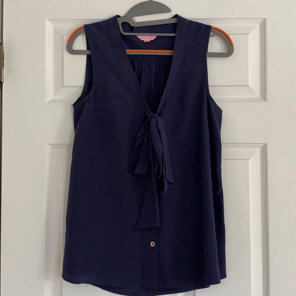 Lilly Pulitzer Dahlia Silk Tank - Navy